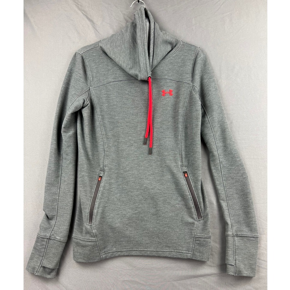 Under Armour Pullover Sweatshirt Womens XS Funnel Neck Gray Active Hoodie Good